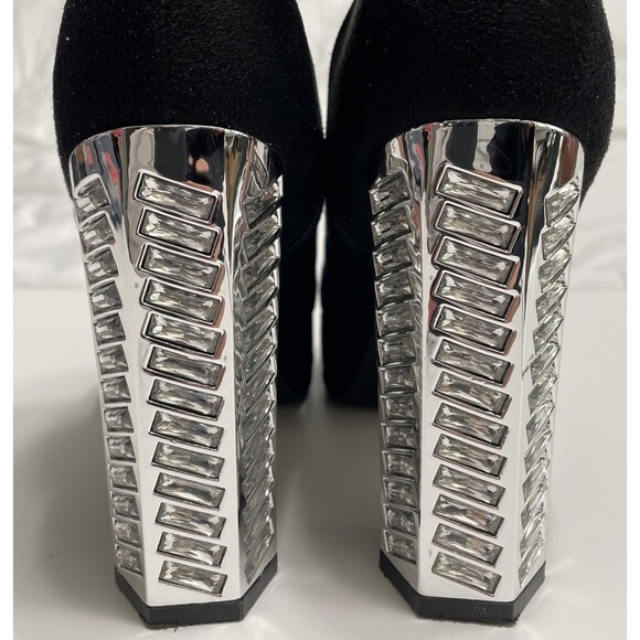 Charlotte Russe 8 Black Platform Boots Disco Heel Vegan Suede Womens Booties - Picture 3 of 10